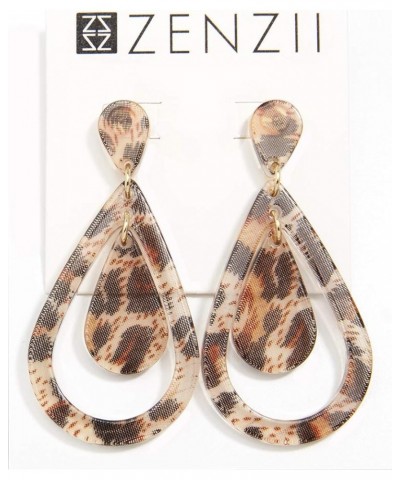 Acrylic Resin Teardrop Cutout Earrings for Women Black $13.05 Earrings