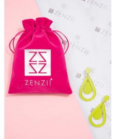 Acrylic Resin Teardrop Cutout Earrings for Women Black $13.05 Earrings