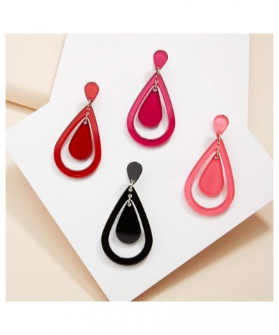 Acrylic Resin Teardrop Cutout Earrings for Women Black $13.05 Earrings