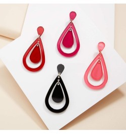 Acrylic Resin Teardrop Cutout Earrings for Women Black $13.05 Earrings