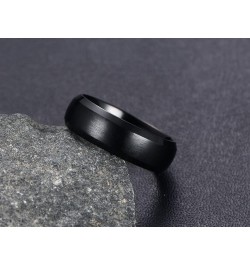 Her Demon & His Angel Couple Ring Set for Him Her 6MM Black Brushed Finish Stainless Steel Bevel Edges Wedding Band Promise E...