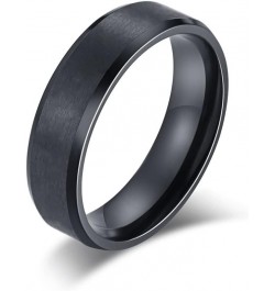 Her Demon & His Angel Couple Ring Set for Him Her 6MM Black Brushed Finish Stainless Steel Bevel Edges Wedding Band Promise E...