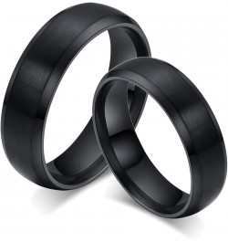 Her Demon & His Angel Couple Ring Set for Him Her 6MM Black Brushed Finish Stainless Steel Bevel Edges Wedding Band Promise E...