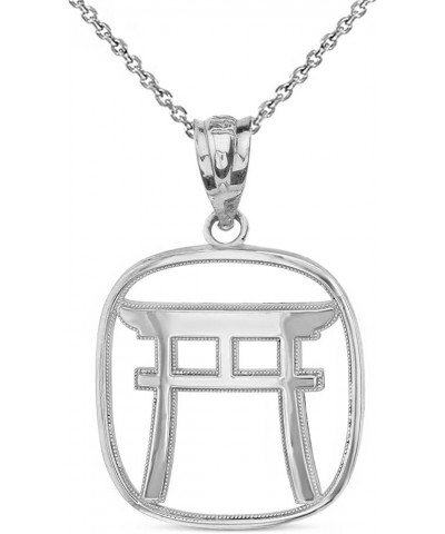 Polished .925 Sterling Silver Japanese Torii Gate Shinto Charm Pendant Necklace - Choose Pendant Only or Necklace w/ 16”-22” ...