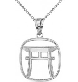 Polished .925 Sterling Silver Japanese Torii Gate Shinto Charm Pendant Necklace - Choose Pendant Only or Necklace w/ 16”-22” ...