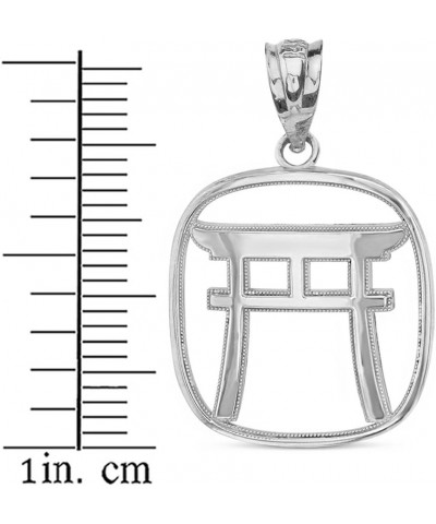 Polished .925 Sterling Silver Japanese Torii Gate Shinto Charm Pendant Necklace - Choose Pendant Only or Necklace w/ 16”-22” ...