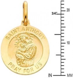 14k REAL Yellow Gold Religious Saint Anthony Medal Charm Pendant $73.92 Pendants