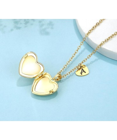 Love Heart Unicorn Locket Necklace for Girls 26 Letter Initial Locket that Holds Pictures 18K Gold Plated Locket Gifts for Wo...