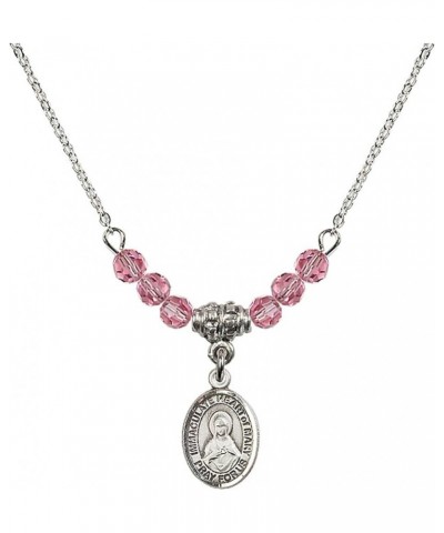 October Birth Month Bead Necklace with Catholic Patron Saint Petite Charm, 18 Inch Immaculate Heart of Mary $44.05 Necklaces