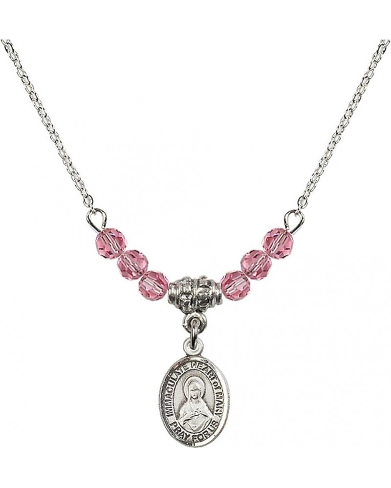 October Birth Month Bead Necklace with Catholic Patron Saint Petite Charm, 18 Inch Immaculate Heart of Mary $44.05 Necklaces