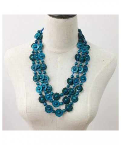 Bohemian Coconut Shell Wood Bead Necklace For Women Girls Ethnic Jewelry Handmade Beaded Long Necklace Blue $7.79 Necklaces