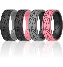 Silicone Bands for Women - Breathable Round Pattern Design 6.8mm Wide 1.8mm Thick Black -Grey A, Grey A-Black, Light Red A-Bl...