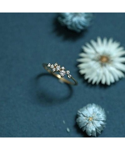 Simple 18k Gold plated Rings for Teen Girls White Studded Eternity Wedding Ring 925 Sterling Silver Plated Engagement Stackab...