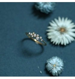 Simple 18k Gold plated Rings for Teen Girls White Studded Eternity Wedding Ring 925 Sterling Silver Plated Engagement Stackab...