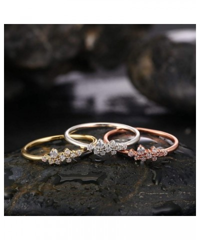 Simple 18k Gold plated Rings for Teen Girls White Studded Eternity Wedding Ring 925 Sterling Silver Plated Engagement Stackab...