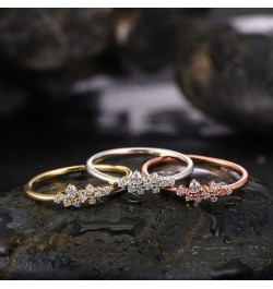 Simple 18k Gold plated Rings for Teen Girls White Studded Eternity Wedding Ring 925 Sterling Silver Plated Engagement Stackab...