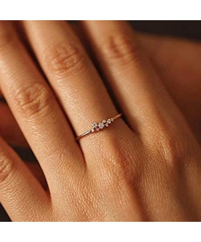 Simple 18k Gold plated Rings for Teen Girls White Studded Eternity Wedding Ring 925 Sterling Silver Plated Engagement Stackab...