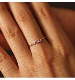 Simple 18k Gold plated Rings for Teen Girls White Studded Eternity Wedding Ring 925 Sterling Silver Plated Engagement Stackab...