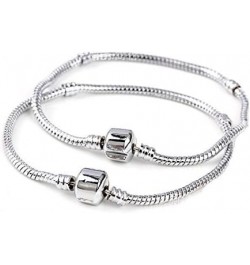 5pcs Women Silver Plated Starter Snake Chain Charm Bracelet with Barrel Clasp Fits All Pandora Chamilia Troll Biagi Beads 7.0...