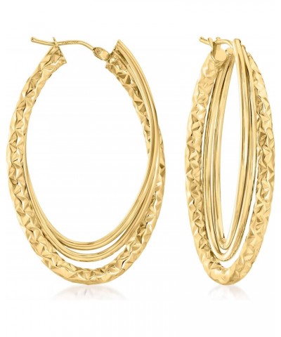 Canaria Italian 10kt Yellow Gold Diamond-Cut and Polished Triple-Hoop Earrings $95.20 Earrings