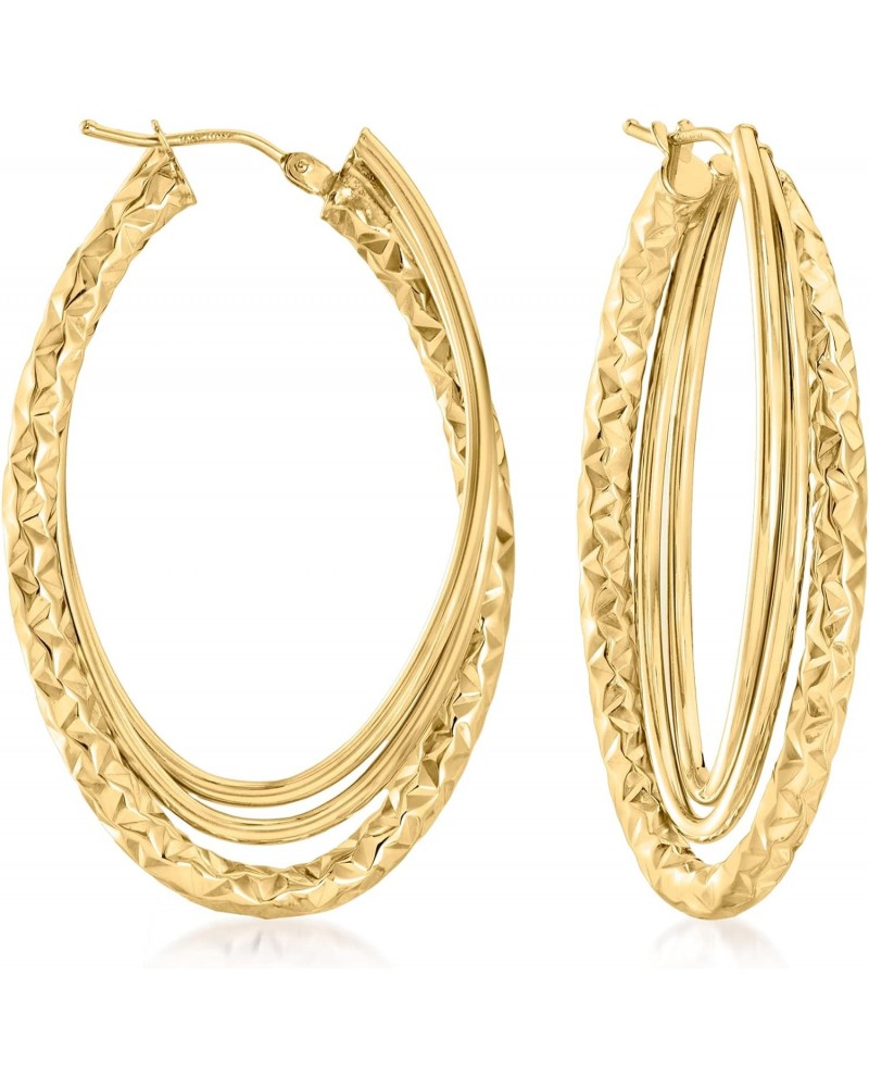 Canaria Italian 10kt Yellow Gold Diamond-Cut and Polished Triple-Hoop Earrings $95.20 Earrings