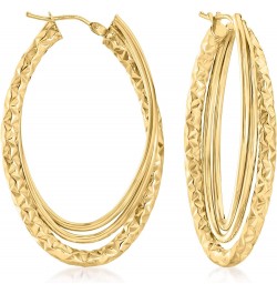 Canaria Italian 10kt Yellow Gold Diamond-Cut and Polished Triple-Hoop Earrings $95.20 Earrings