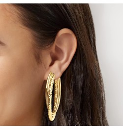 Canaria Italian 10kt Yellow Gold Diamond-Cut and Polished Triple-Hoop Earrings $95.20 Earrings