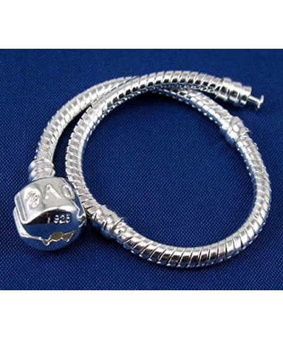 5pcs Women Silver Plated Starter Snake Chain Charm Bracelet with Barrel Clasp Fits All Pandora Chamilia Troll Biagi Beads 7.0...