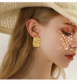 Gold Statement Earrings for Women Silver Geometric Dangle Earrings Chunky Gold Earrings Big Thick Gold Dangle Earrings Simple...