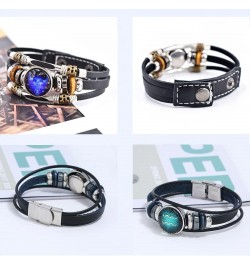 2Pcs Multilayer Constellation Zodiac Leather Bracelet Handmade Woven Zodiac Sign Wrap Wristband Bracelet Jewelry for Women Me...