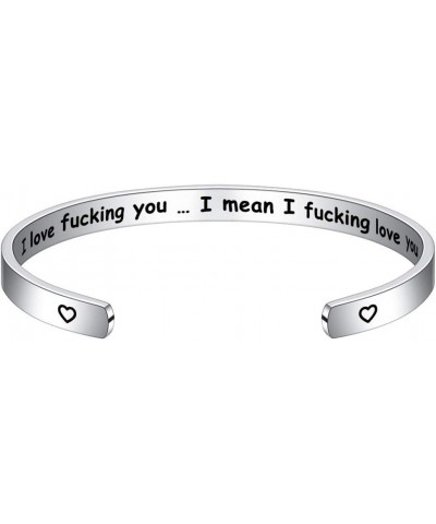 I love fucking you...I mean I fucking love you.for Women Birthday Gifts for Her Silver Cuff Bangle American flag Bracelet $10...