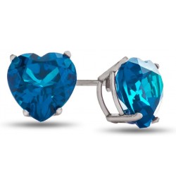 Solid 10k Gold or 7x7mm Heart Shaped Stone Post-With-Friction-Back Stud Earrings Simulated Aquamarine White Gold $48.30 Earrings