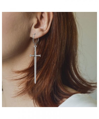 Retro Gothic Long Sword Earrings Knife Earrings for Women Sword Drop Dangle Earrings Punk Dagger Earrings Jewelry Gifts A: si...