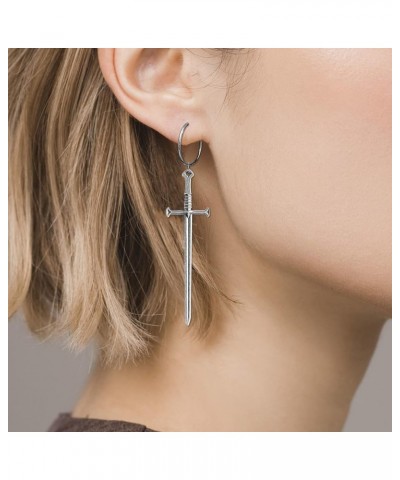 Retro Gothic Long Sword Earrings Knife Earrings for Women Sword Drop Dangle Earrings Punk Dagger Earrings Jewelry Gifts A: si...