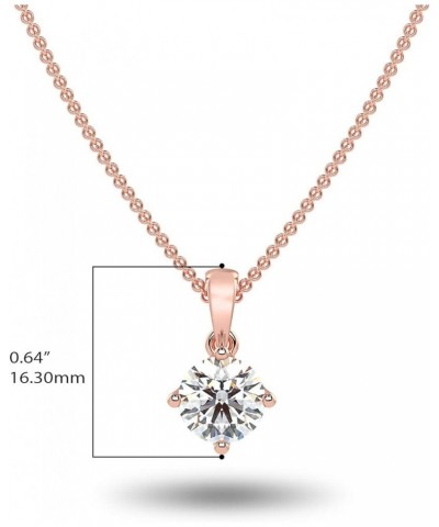 IGI Certified 1/4 to 3 Carat Round Brilliant Cut Lab Grown Diamond Solitaire Pendant Necklace for Women I 14k Gold Necklace (...