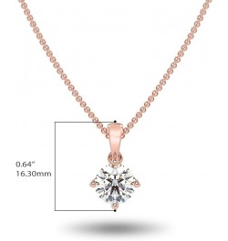 IGI Certified 1/4 to 3 Carat Round Brilliant Cut Lab Grown Diamond Solitaire Pendant Necklace for Women I 14k Gold Necklace (...