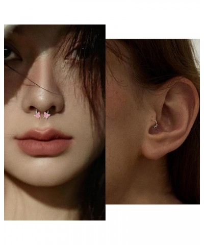 12Pcs 16G Septum Rings for Women Men Septum Nose Ring Horseshoe Hoop Helix Daith Cartilage Earrings Hoop CZ Dangle Nose Septu...