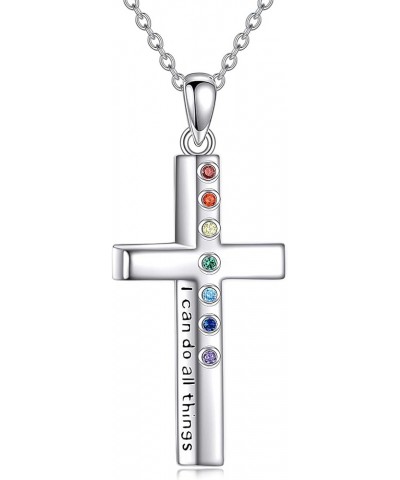 Cross Necklace for Women Sterling Silver Cross Necklace 7 Chakra Jewelry Gift for Girl cross 1 $20.66 Necklaces