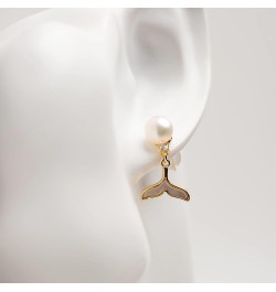 Pearl Earring for Women 18K Gold Plated Butterfly/Bee Pearl Stud Earring Abalone Seashell Pearl Dangle Drop for Best Friend B...