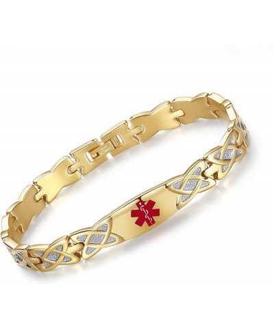 Shiny Star identification Bracelets for Women Medical alert bracelet with Free Engraving GOLD 6.5 Inches $16.37 Bracelets