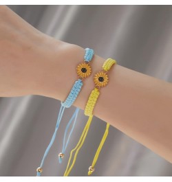 2 Pcs Bohemian Sunflower Bracelets Boho Friendship Bracelets Handmade Braided Rope Sunflower Charms Bracelet Bohemia Surfer B...