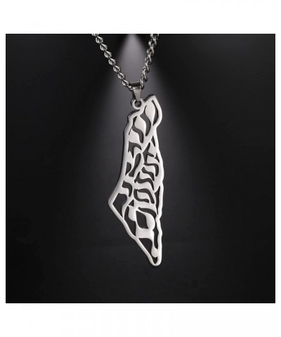 Fashion Pendant Necklace Jewelry Map of Palestine Pendant Necklaces Charm Arabic Hollow Maps Flag Thin Chain Necklaces, Patri...