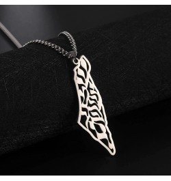 Fashion Pendant Necklace Jewelry Map of Palestine Pendant Necklaces Charm Arabic Hollow Maps Flag Thin Chain Necklaces, Patri...