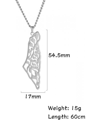 Fashion Pendant Necklace Jewelry Map of Palestine Pendant Necklaces Charm Arabic Hollow Maps Flag Thin Chain Necklaces, Patri...