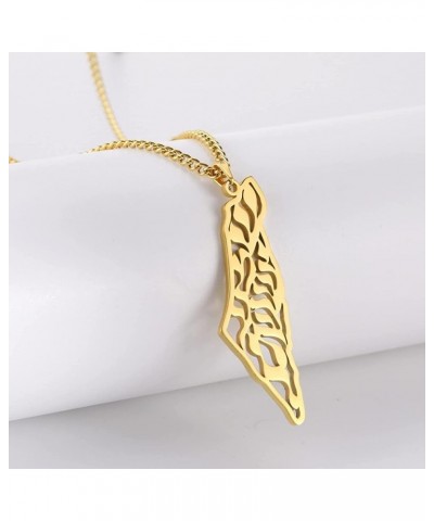 Fashion Pendant Necklace Jewelry Map of Palestine Pendant Necklaces Charm Arabic Hollow Maps Flag Thin Chain Necklaces, Patri...