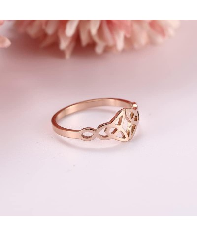 Triquetra Ring Trinity Knot Band Ring Irish Celtic Knot Rings for Women Eternity Vintage Celtic Jewelry style 1, rose gold to...