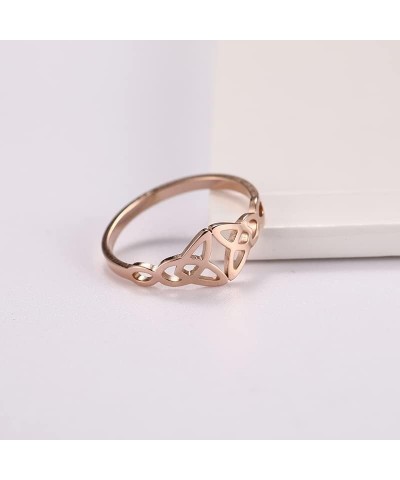 Triquetra Ring Trinity Knot Band Ring Irish Celtic Knot Rings for Women Eternity Vintage Celtic Jewelry style 1, rose gold to...