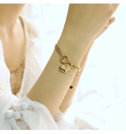 Stainless Steel Heart Charm Chain 18k Gold Plating Link Bracelets for Women Jewelry Gold $14.49 Bracelets