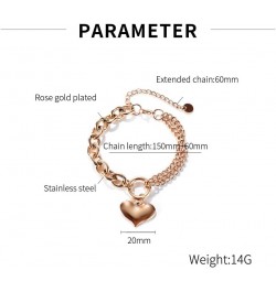 Stainless Steel Heart Charm Chain 18k Gold Plating Link Bracelets for Women Jewelry Gold $14.49 Bracelets