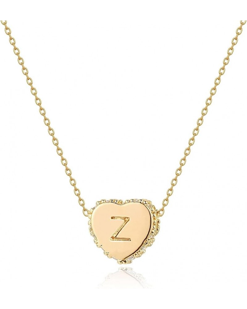 Tiny Gold Initial Heart Necklace-14K Gold Plated Handmade Dainty Letter Heart Necklace Gift for Women Necklace Jewelry Z&CZ P...